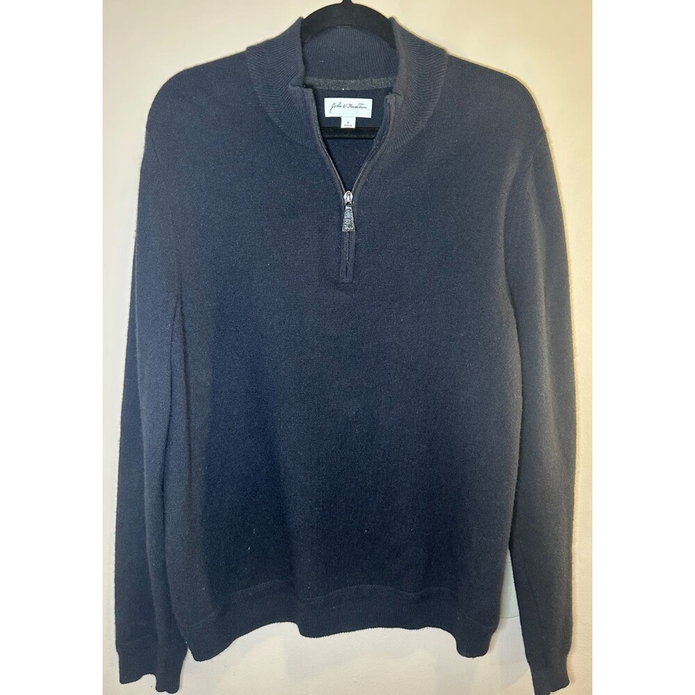 John W. Nordstrom Half Zip 100% Cashmere Sweater SIZE L Navy Blue